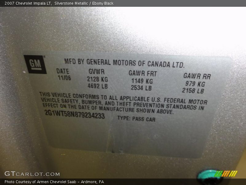 Silverstone Metallic / Ebony Black 2007 Chevrolet Impala LT