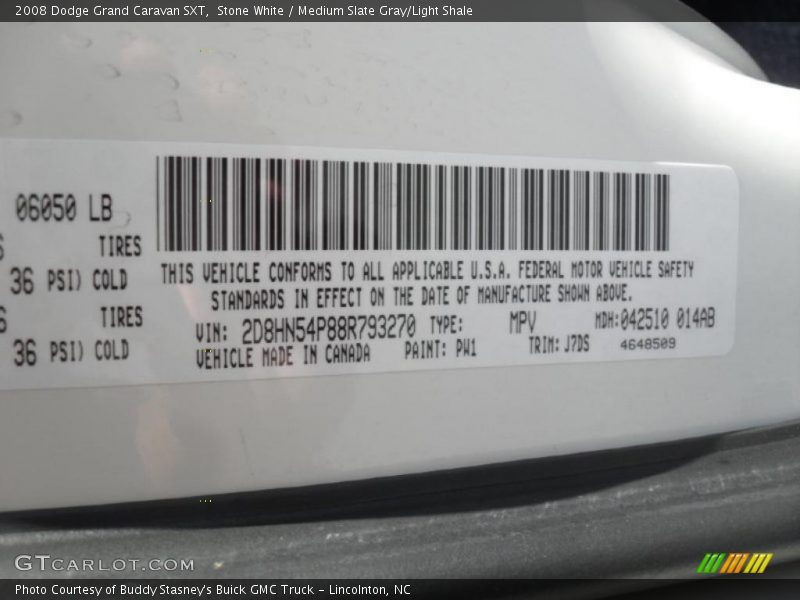 Stone White / Medium Slate Gray/Light Shale 2008 Dodge Grand Caravan SXT