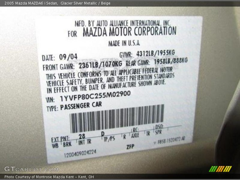 Glacier Silver Metallic / Beige 2005 Mazda MAZDA6 i Sedan