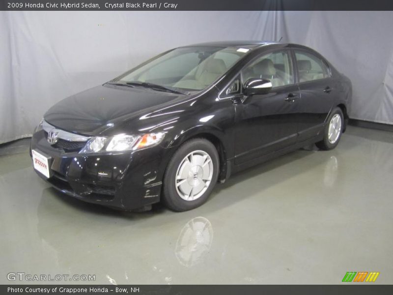 Crystal Black Pearl / Gray 2009 Honda Civic Hybrid Sedan