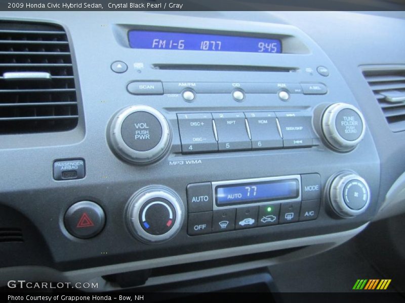 Crystal Black Pearl / Gray 2009 Honda Civic Hybrid Sedan