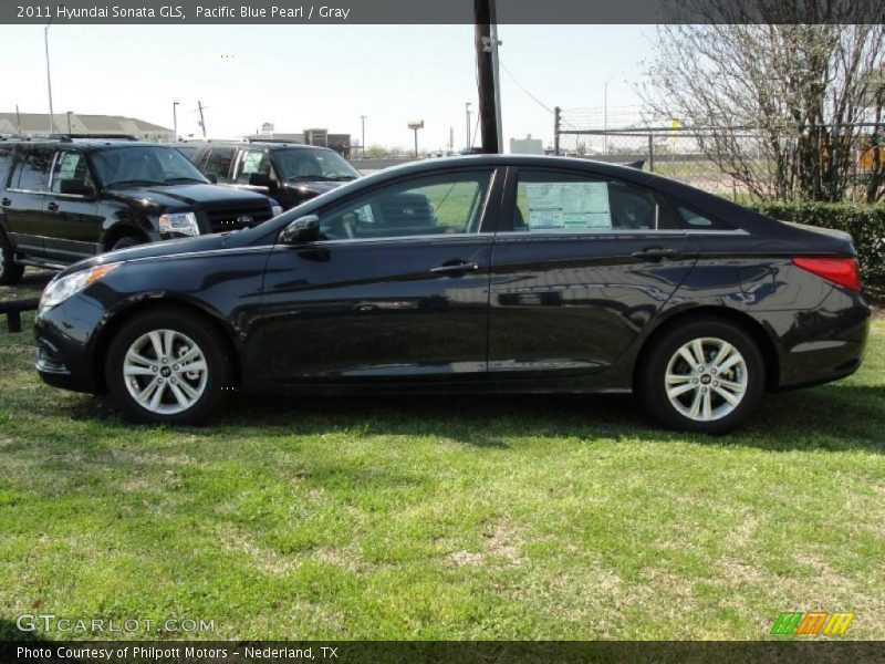 Pacific Blue Pearl / Gray 2011 Hyundai Sonata GLS