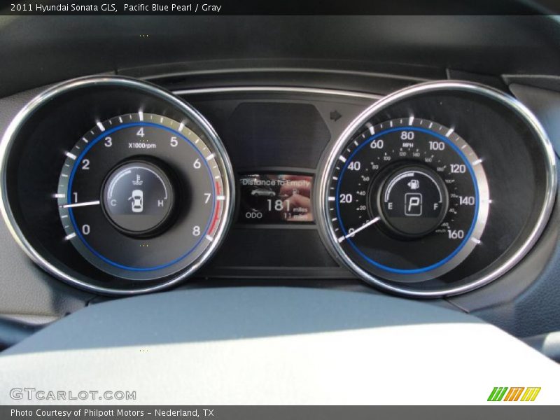 Pacific Blue Pearl / Gray 2011 Hyundai Sonata GLS