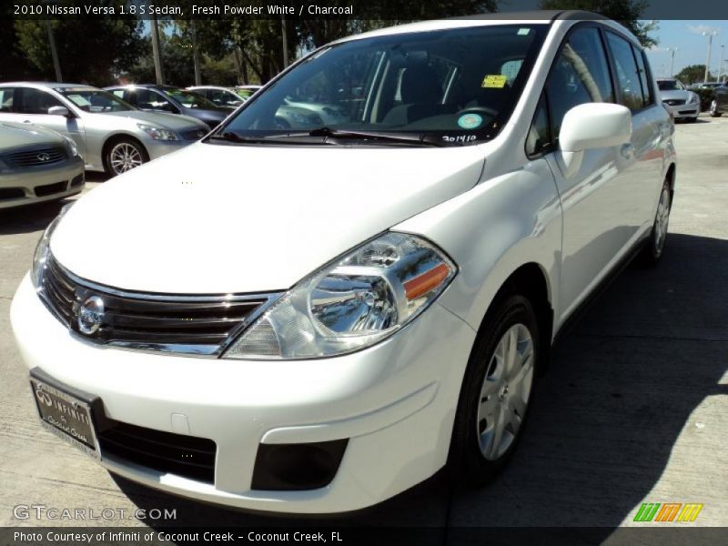 Fresh Powder White / Charcoal 2010 Nissan Versa 1.8 S Sedan