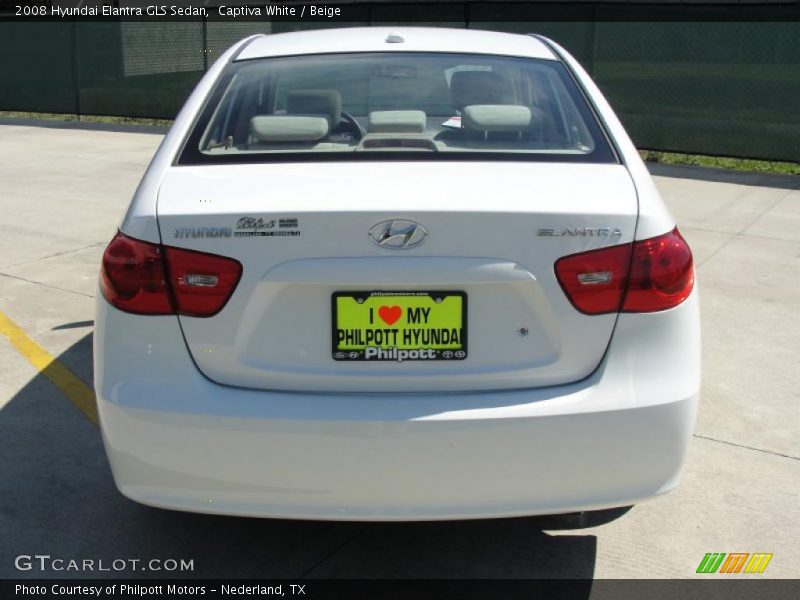 Captiva White / Beige 2008 Hyundai Elantra GLS Sedan