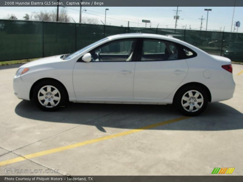 Captiva White / Beige 2008 Hyundai Elantra GLS Sedan