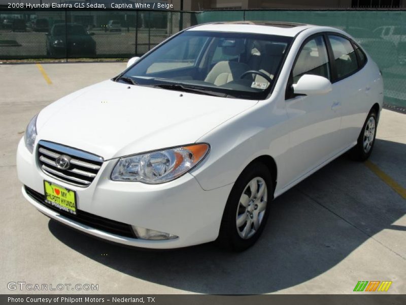 Captiva White / Beige 2008 Hyundai Elantra GLS Sedan