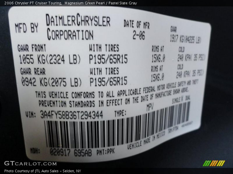Magnesium Green Pearl / Pastel Slate Gray 2006 Chrysler PT Cruiser Touring