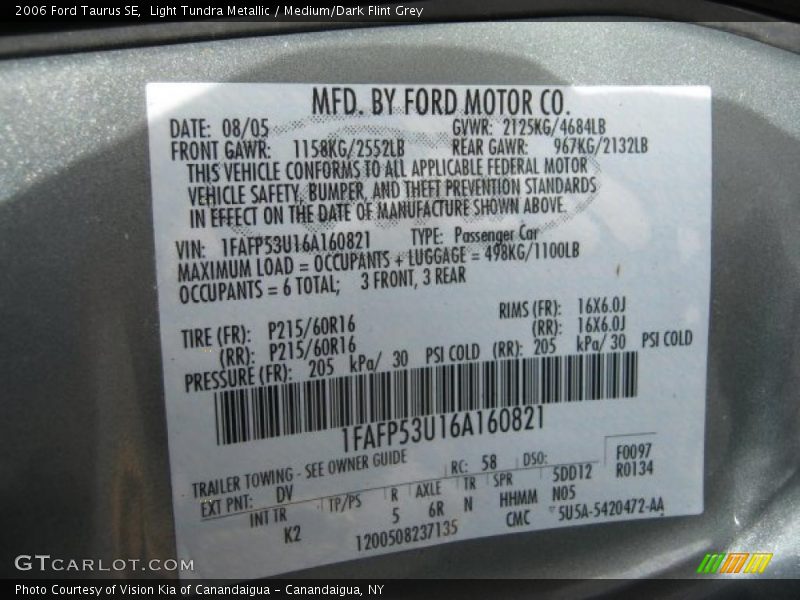 Light Tundra Metallic / Medium/Dark Flint Grey 2006 Ford Taurus SE
