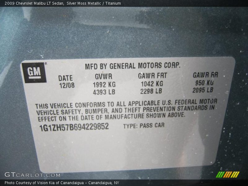 Silver Moss Metallic / Titanium 2009 Chevrolet Malibu LT Sedan