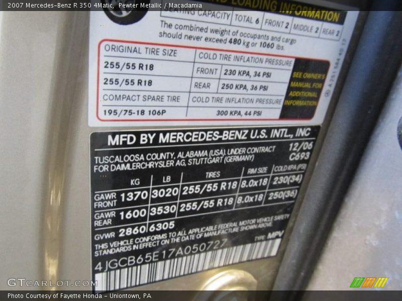 Pewter Metallic / Macadamia 2007 Mercedes-Benz R 350 4Matic