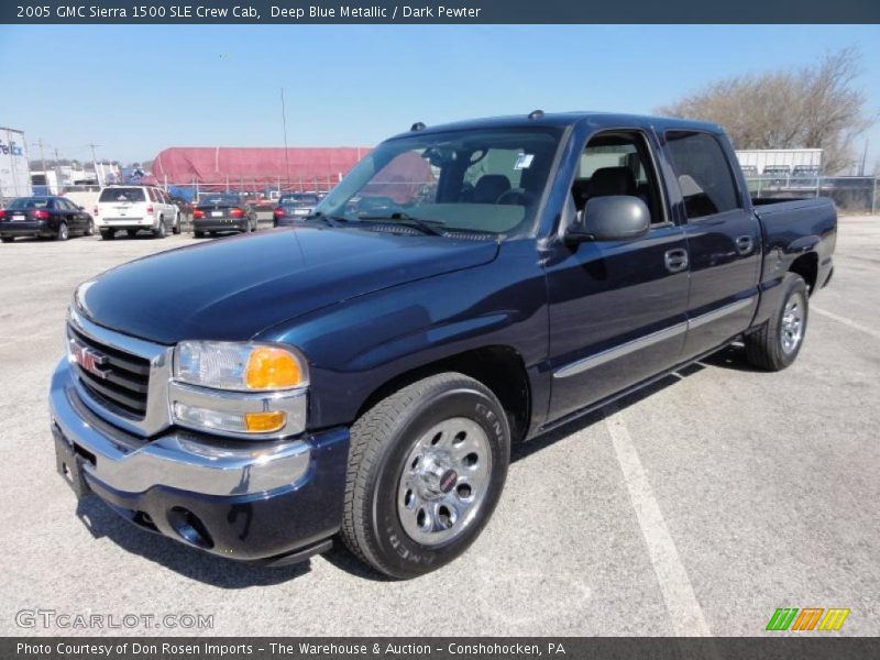 Deep Blue Metallic / Dark Pewter 2005 GMC Sierra 1500 SLE Crew Cab