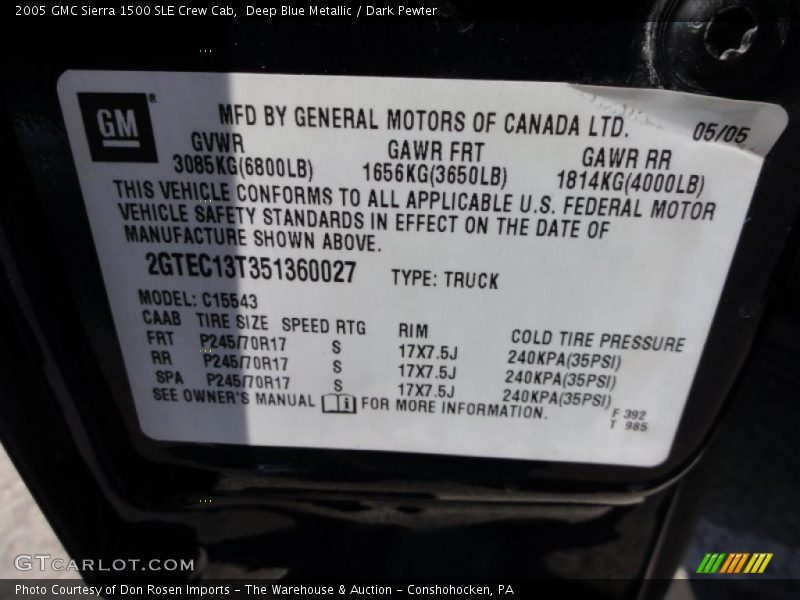 Deep Blue Metallic / Dark Pewter 2005 GMC Sierra 1500 SLE Crew Cab