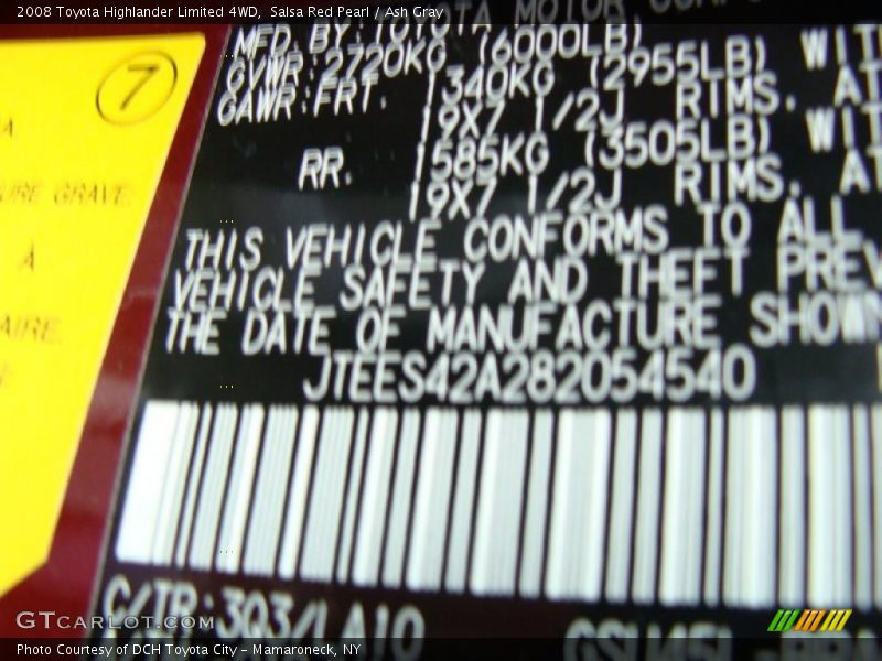 Salsa Red Pearl / Ash Gray 2008 Toyota Highlander Limited 4WD