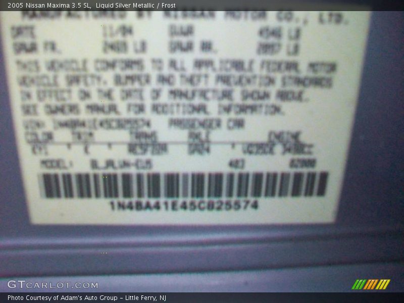Liquid Silver Metallic / Frost 2005 Nissan Maxima 3.5 SL
