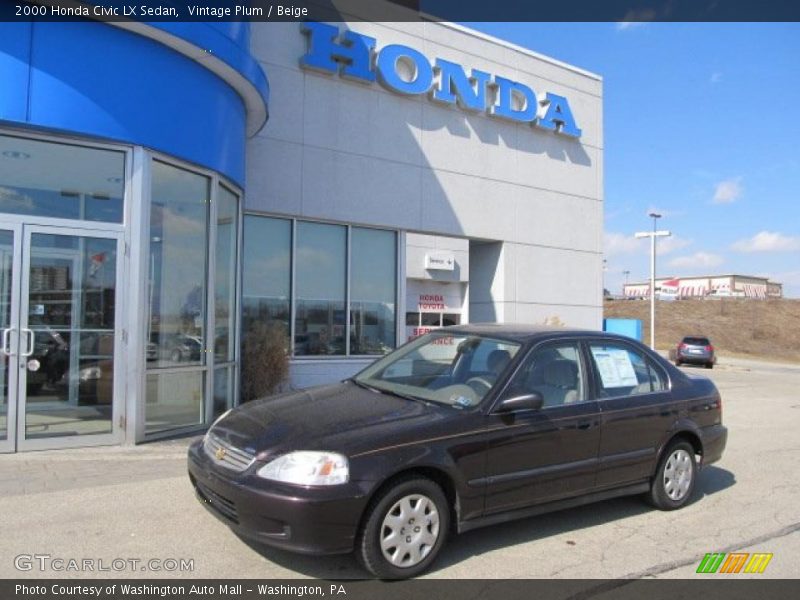 Vintage Plum / Beige 2000 Honda Civic LX Sedan