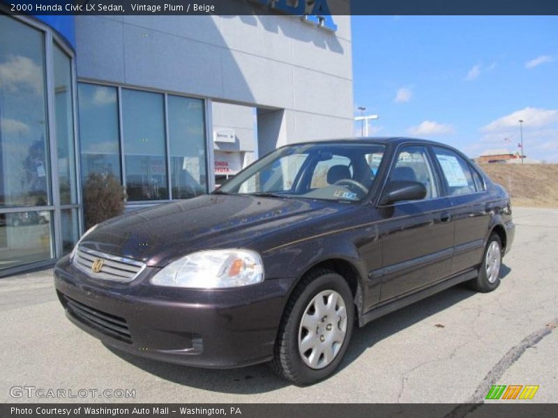 Vintage Plum / Beige 2000 Honda Civic LX Sedan