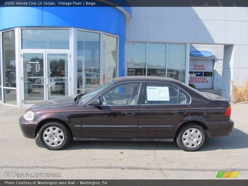 Vintage Plum / Beige 2000 Honda Civic LX Sedan