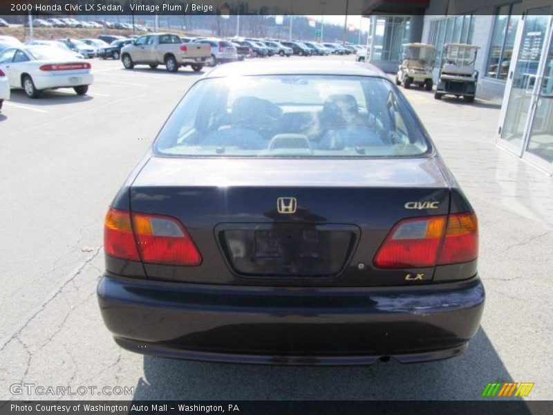 Vintage Plum / Beige 2000 Honda Civic LX Sedan