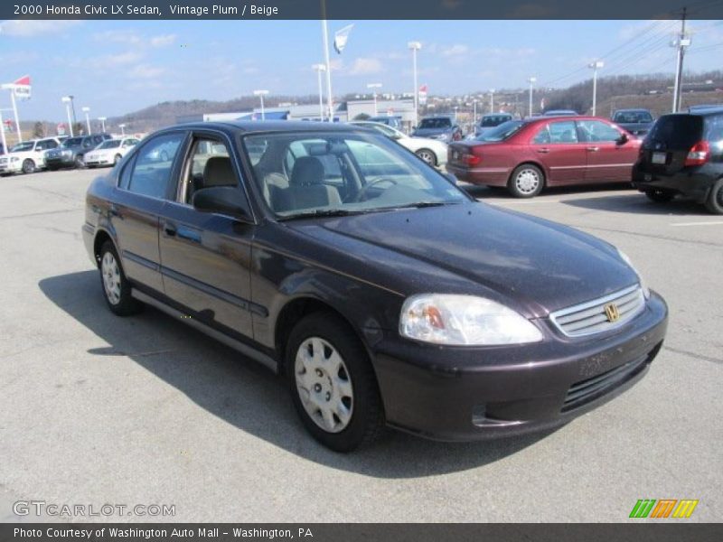 Vintage Plum / Beige 2000 Honda Civic LX Sedan