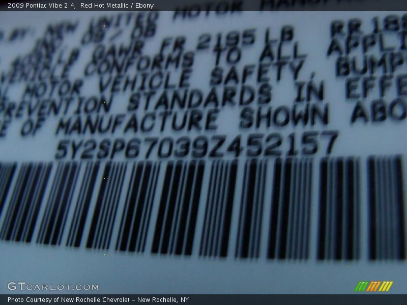 Red Hot Metallic / Ebony 2009 Pontiac Vibe 2.4