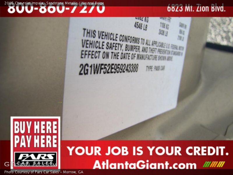Sandstone Metallic / Neutral Beige 2005 Chevrolet Impala