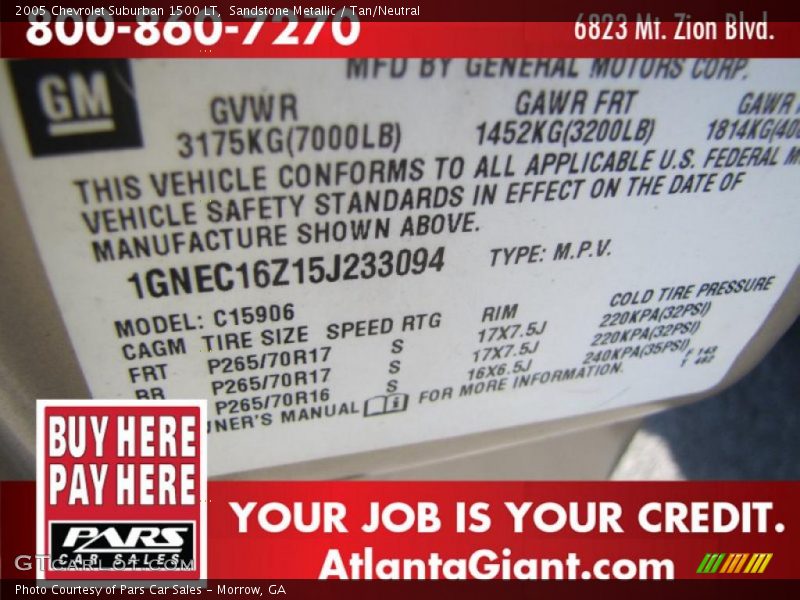 Sandstone Metallic / Tan/Neutral 2005 Chevrolet Suburban 1500 LT