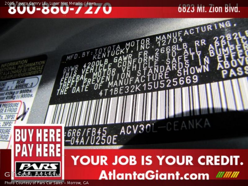 Lunar Mist Metallic / Fawn 2005 Toyota Camry LE