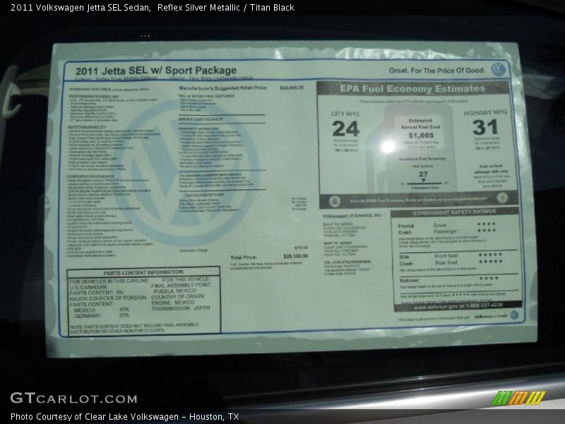 Reflex Silver Metallic / Titan Black 2011 Volkswagen Jetta SEL Sedan