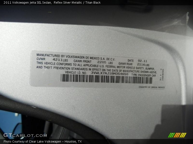 Reflex Silver Metallic / Titan Black 2011 Volkswagen Jetta SEL Sedan