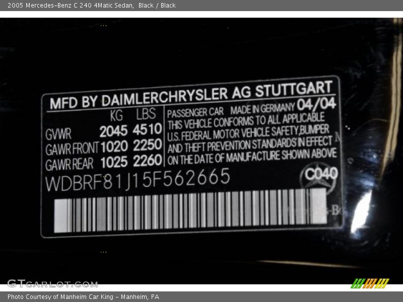 Black / Black 2005 Mercedes-Benz C 240 4Matic Sedan