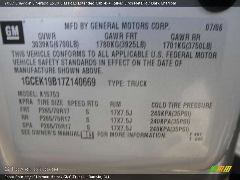 Silver Birch Metallic / Dark Charcoal 2007 Chevrolet Silverado 1500 Classic LS Extended Cab 4x4