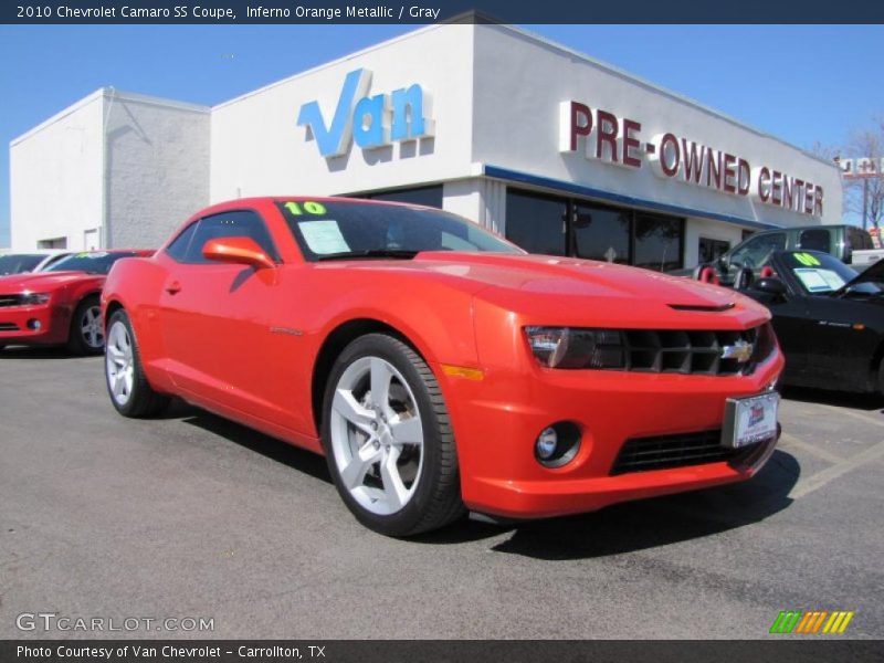 Inferno Orange Metallic / Gray 2010 Chevrolet Camaro SS Coupe