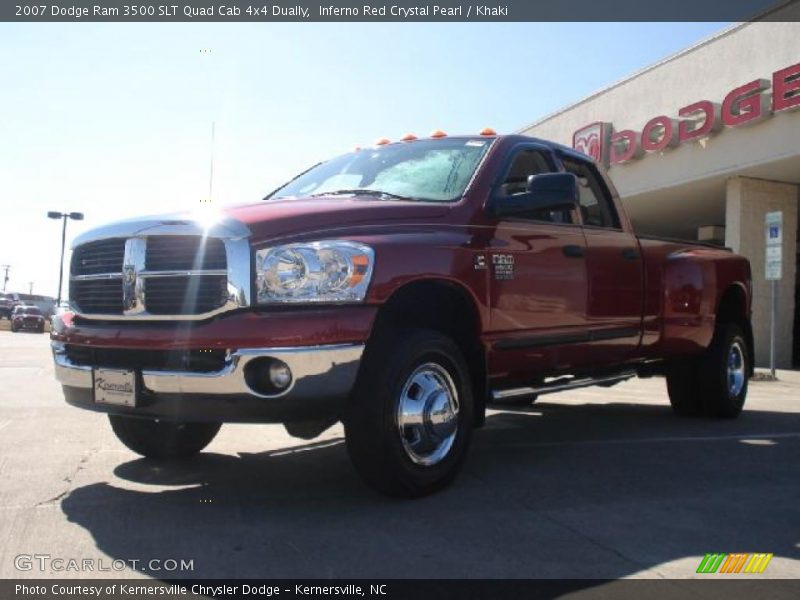 Inferno Red Crystal Pearl / Khaki 2007 Dodge Ram 3500 SLT Quad Cab 4x4 Dually