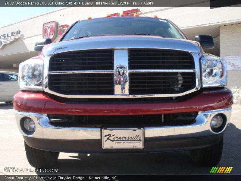 Inferno Red Crystal Pearl / Khaki 2007 Dodge Ram 3500 SLT Quad Cab 4x4 Dually