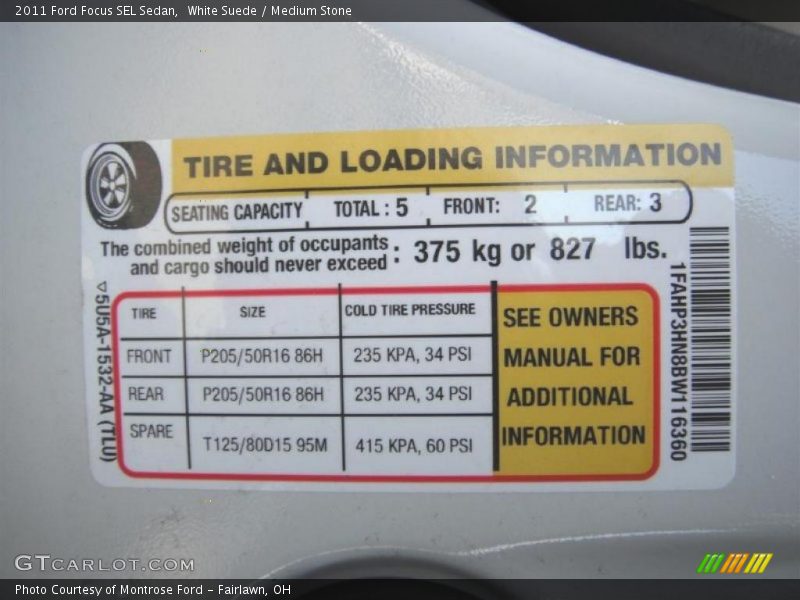 White Suede / Medium Stone 2011 Ford Focus SEL Sedan