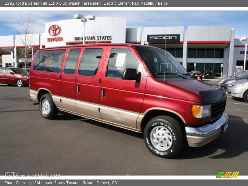 Electric Current Red Metallic / Beige 1993 Ford E Series Van E150 Club Wagon Passenger