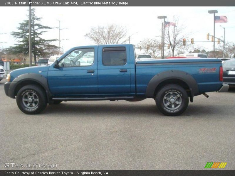  2003 Frontier XE V6 Crew Cab 4x4 Electric Blue Metallic
