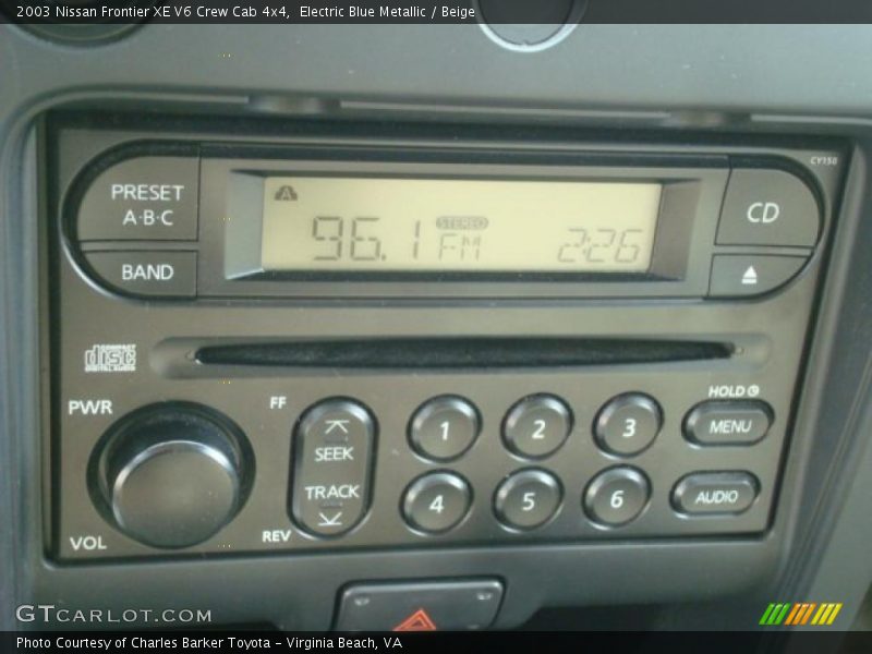 Controls of 2003 Frontier XE V6 Crew Cab 4x4