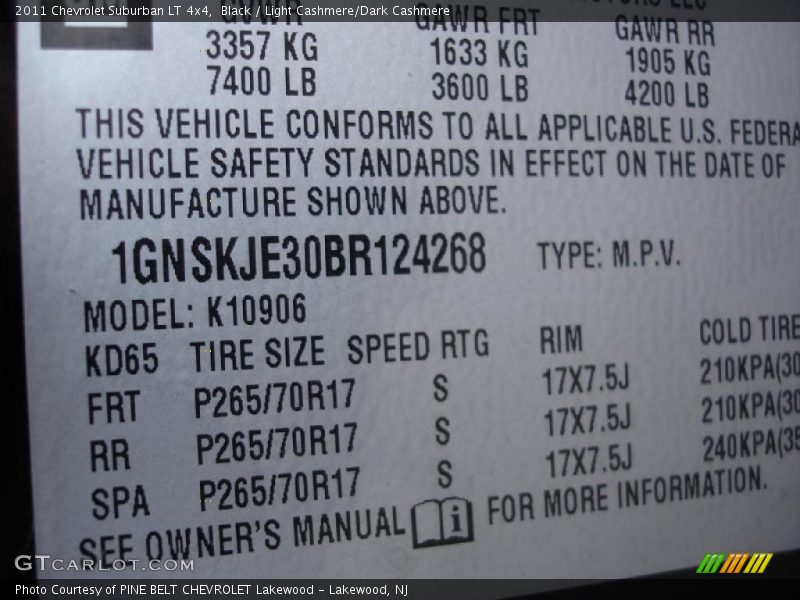 Black / Light Cashmere/Dark Cashmere 2011 Chevrolet Suburban LT 4x4