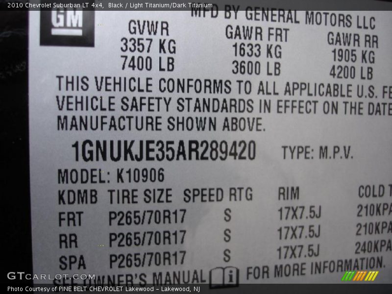 Black / Light Titanium/Dark Titanium 2010 Chevrolet Suburban LT 4x4