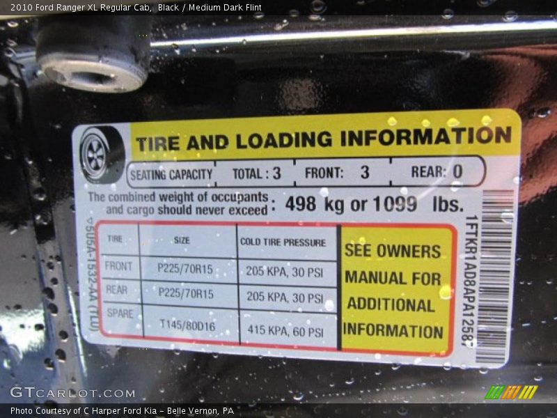 Black / Medium Dark Flint 2010 Ford Ranger XL Regular Cab