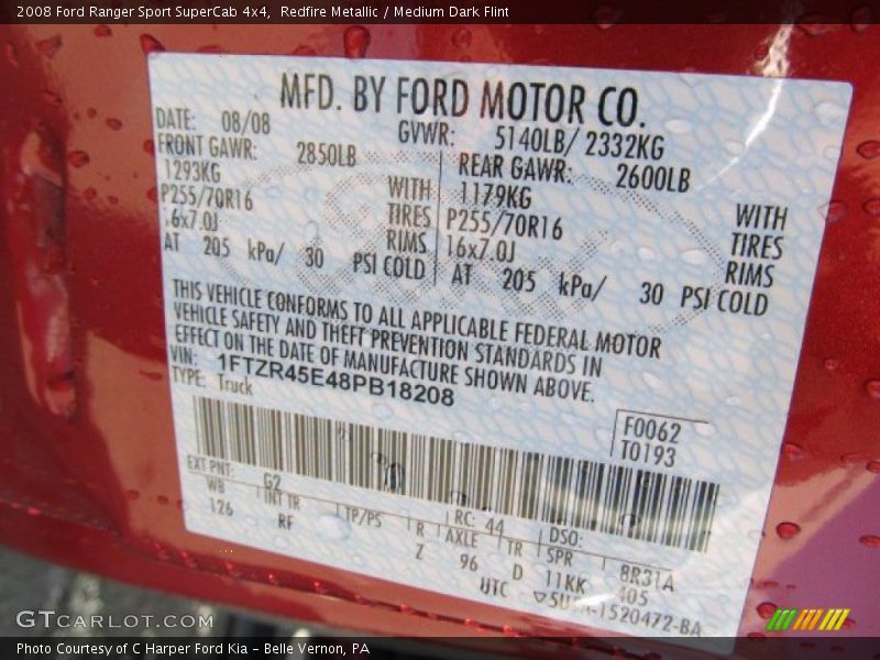 Redfire Metallic / Medium Dark Flint 2008 Ford Ranger Sport SuperCab 4x4