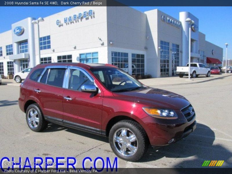 Dark Cherry Red / Beige 2008 Hyundai Santa Fe SE 4WD