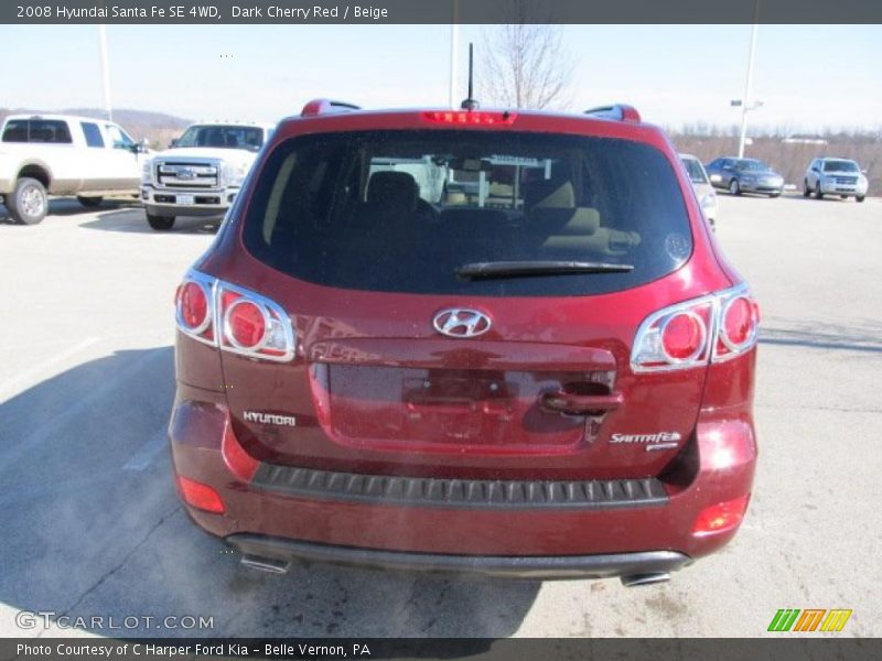 Dark Cherry Red / Beige 2008 Hyundai Santa Fe SE 4WD