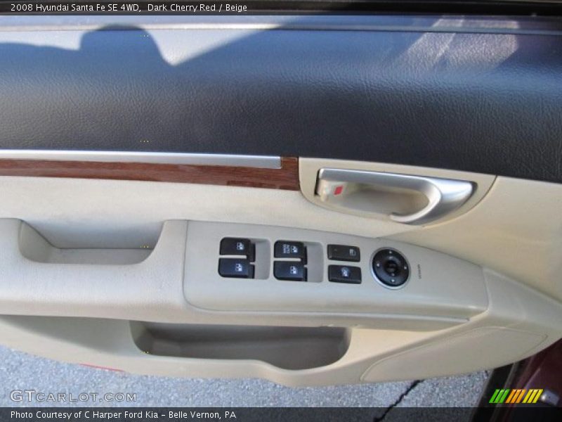 Dark Cherry Red / Beige 2008 Hyundai Santa Fe SE 4WD