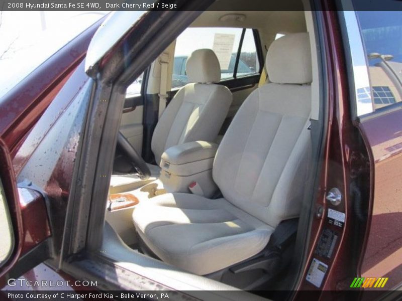 Dark Cherry Red / Beige 2008 Hyundai Santa Fe SE 4WD