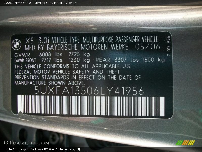 Sterling Grey Metallic / Beige 2006 BMW X5 3.0i