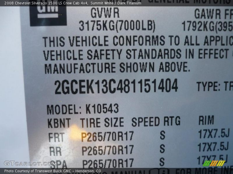 Summit White / Dark Titanium 2008 Chevrolet Silverado 1500 LS Crew Cab 4x4