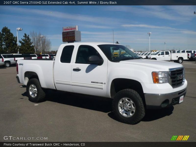 Summit White / Ebony Black 2007 GMC Sierra 2500HD SLE Extended Cab 4x4